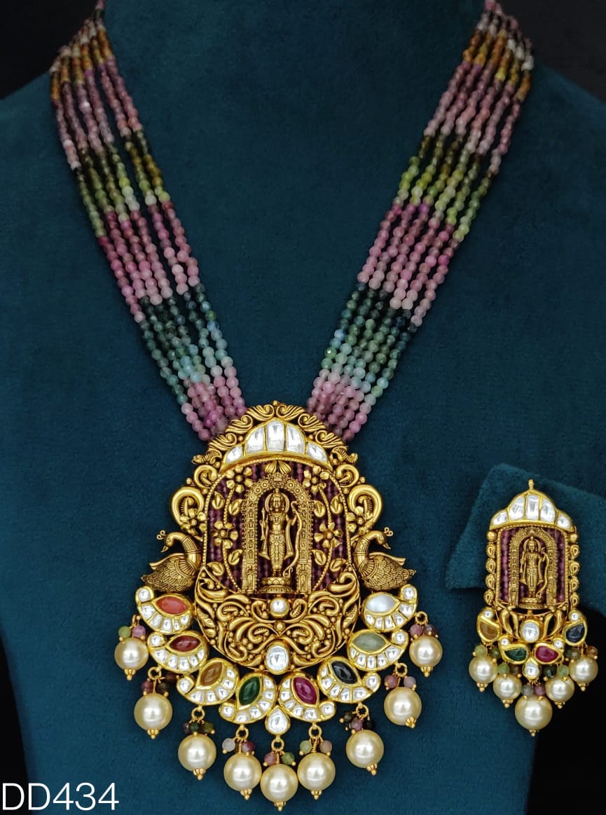 Temple Design Antique Gold Necklace Set